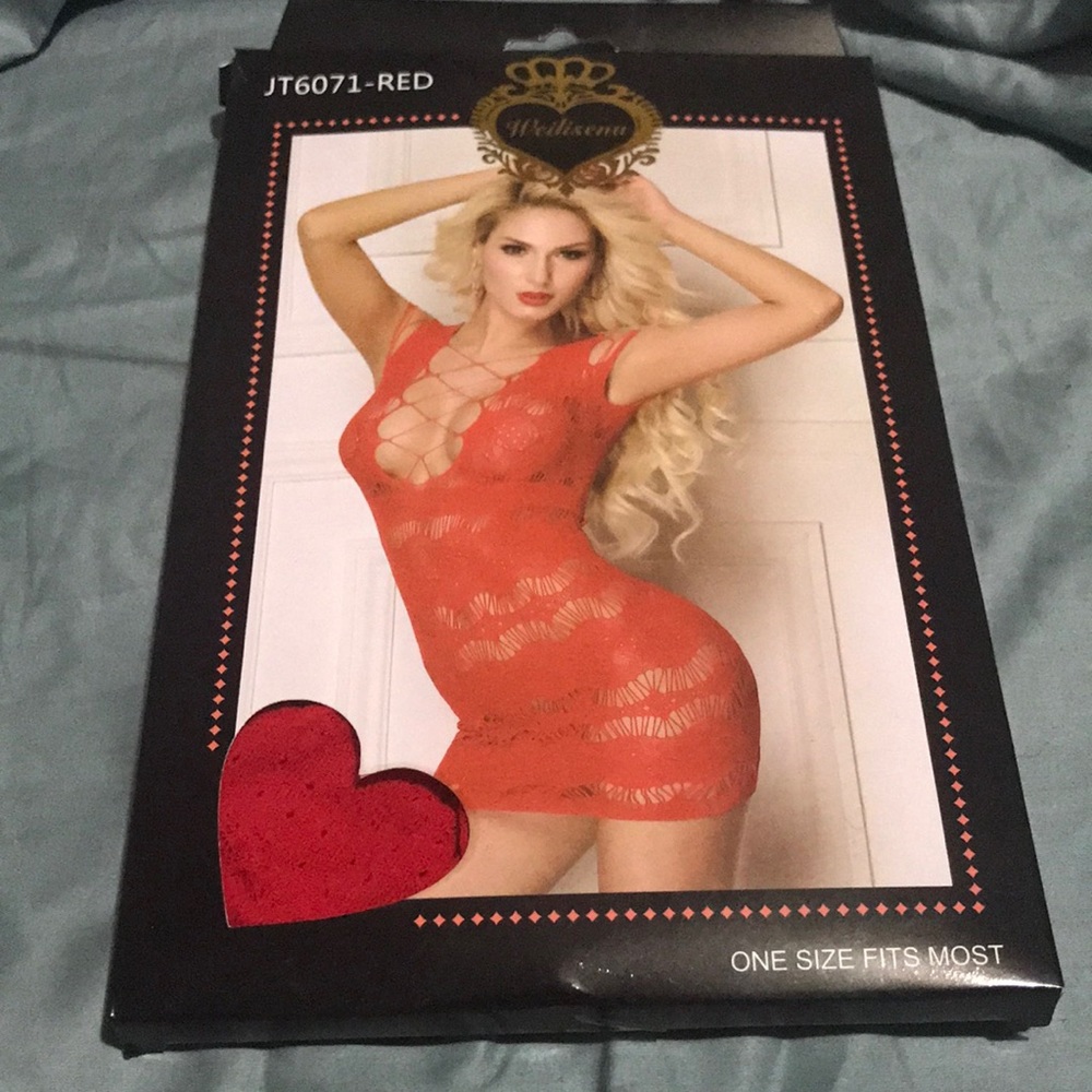 Sexy lingerie! Red lace body stocking